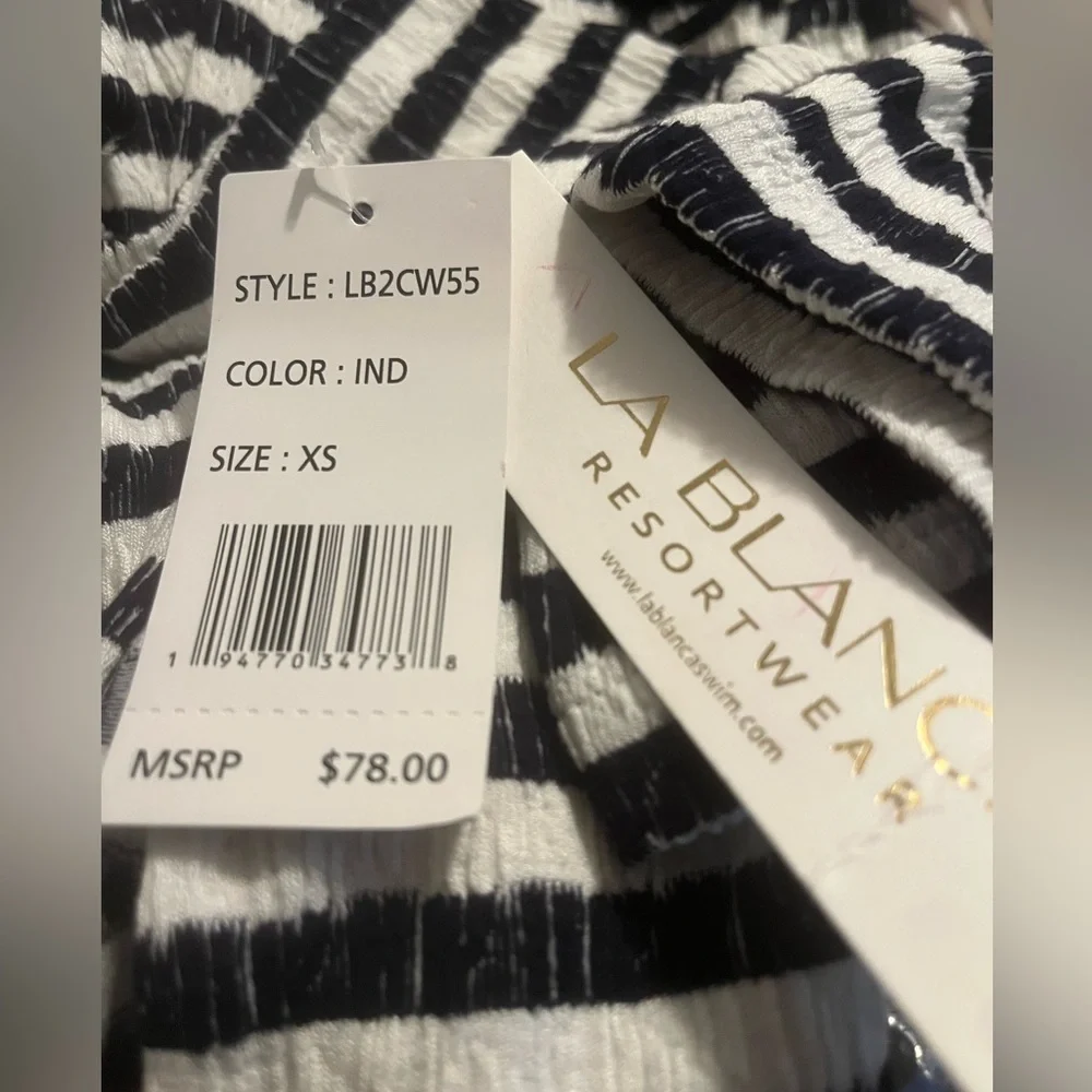 NWT LA BLANCA Static Stripe Hooded V-neck Cover-up Dress Size XS